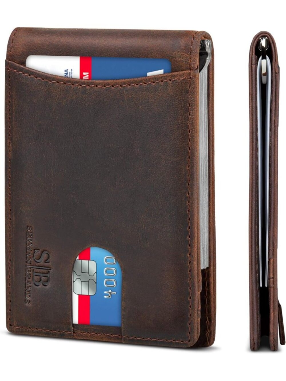 Slim RFID Blocking Bifold Wallet for Men | Genuine Leather Minimalist Front